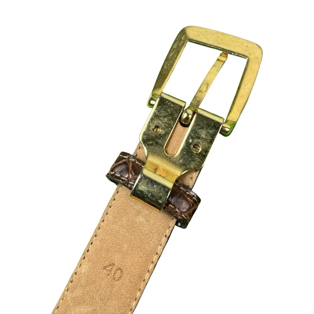Saks Fifth Ave Brown Genuine Crocodile Mens Belt Size 40 NWT